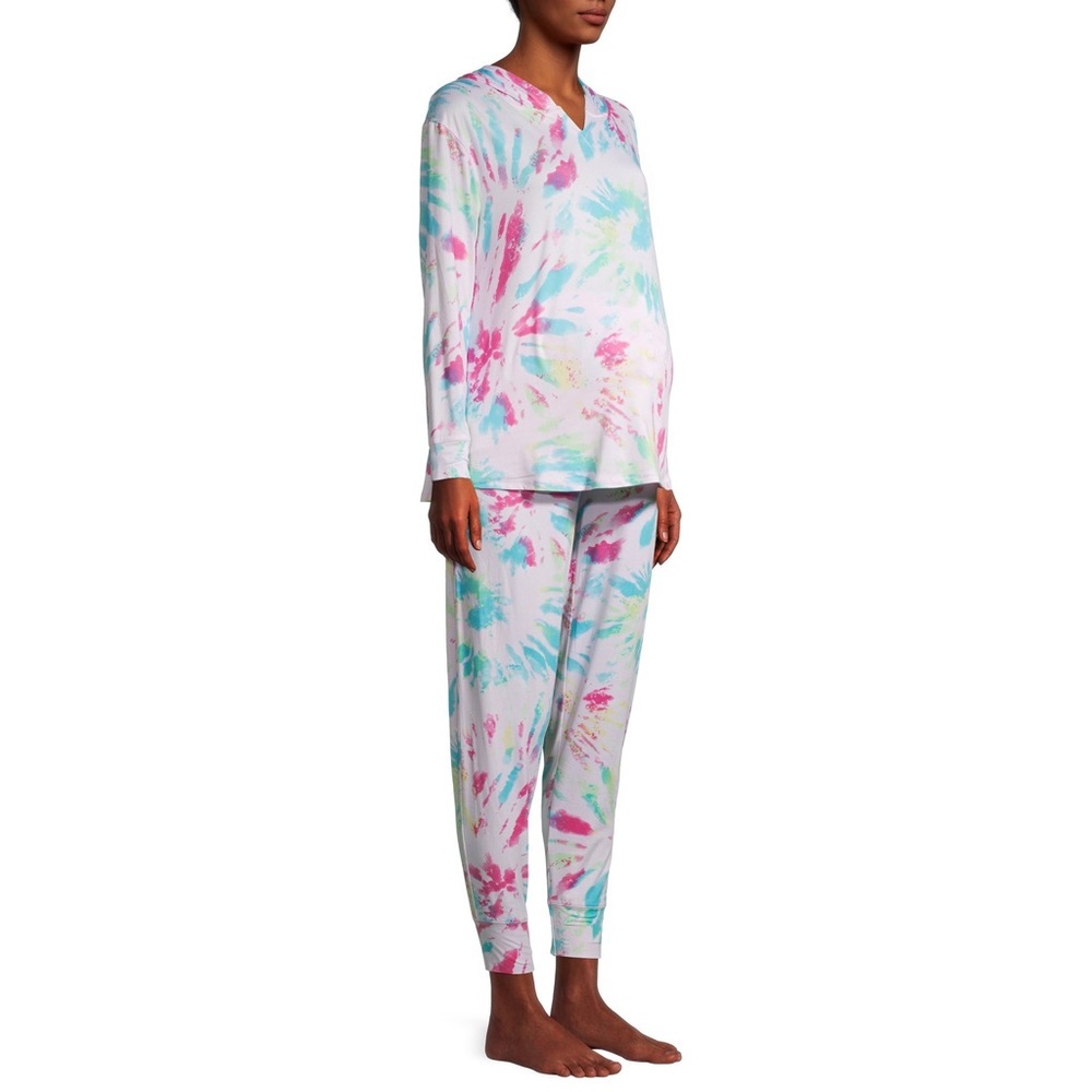 Jaclyn Maternity Hoodie and Pants 2-pc Lounge Set MultiColor Tie Dye Small